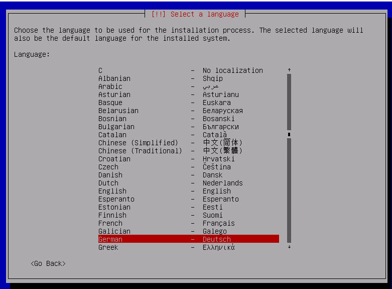 Debian Server Sprache auswaehlen