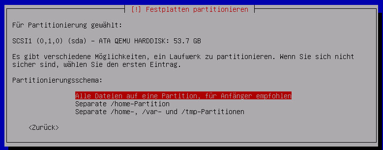 Debian Server alle Daten auf Partition