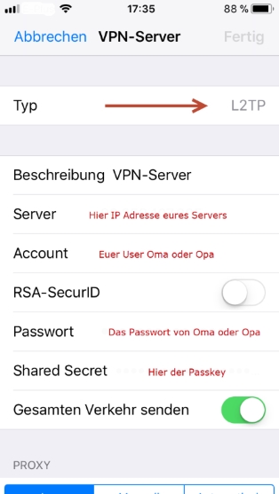 iOS VPN Verbindung